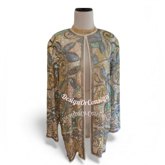 Oleg Cassini Black Tie Jackets & Blazers - Oleg Cassini Black Tie for Bergdorf Goodman Stunning Beaded Sequin Jacket